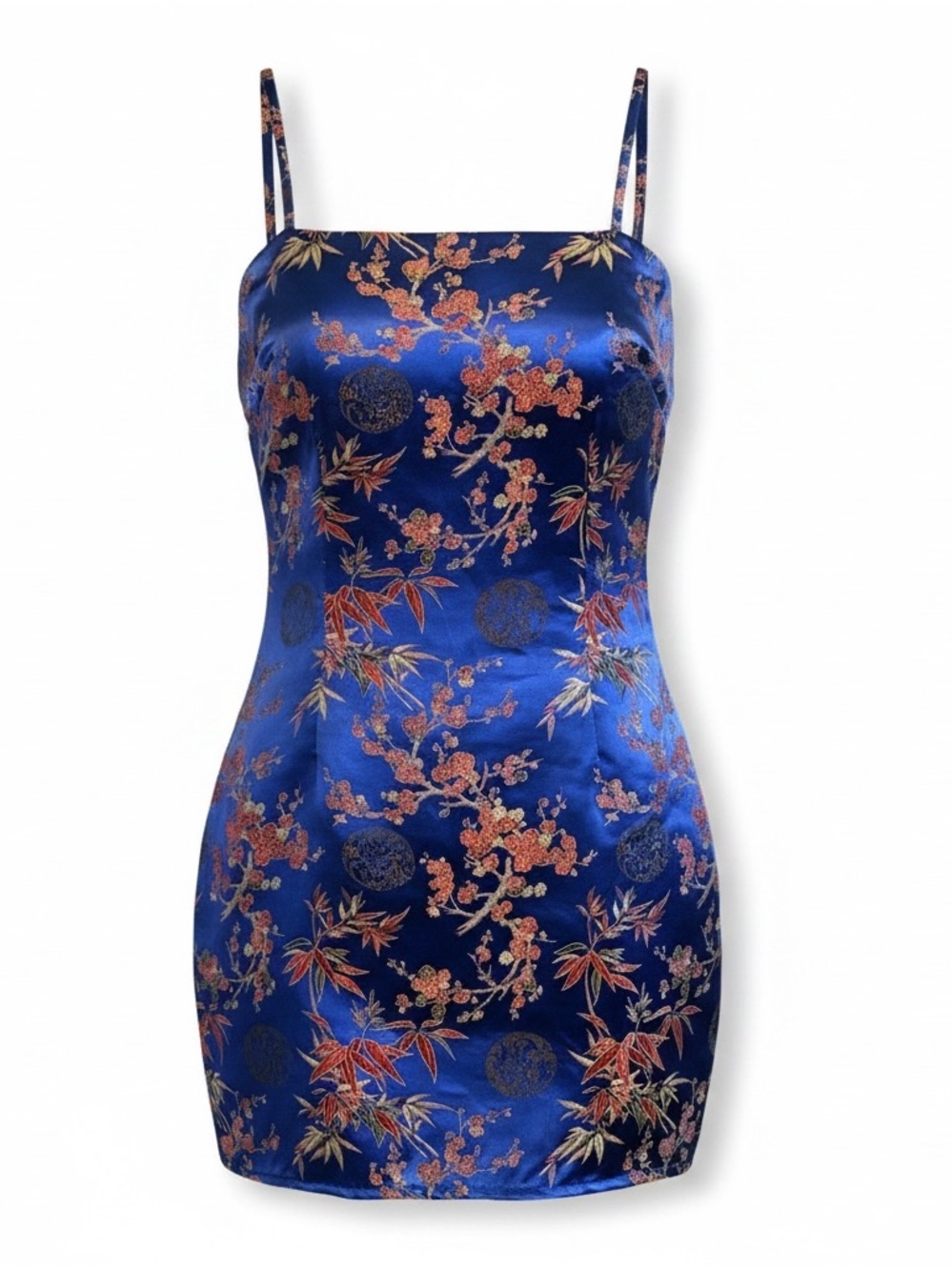 Zaful Floral Jacquard Cami Satin Bodycon Dress